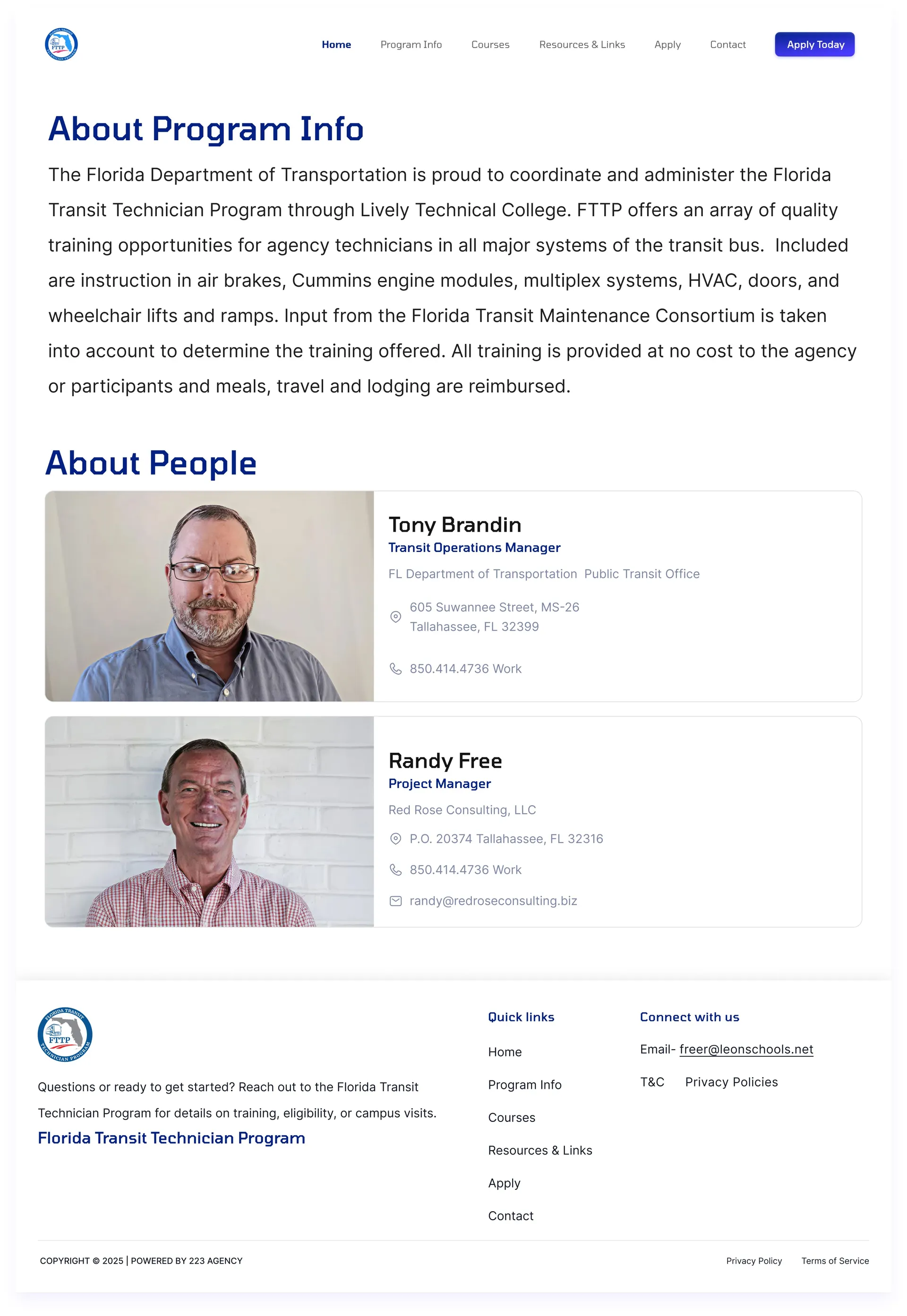 Florida Transit Technician Program — Website Design — 02